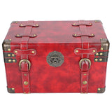 Wooden Treasure Box Retro EuropeanStyle Storage Case Shop Display Photography Props Red S