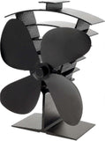 Premium Iv 4blade Heat Powered Log Burner Stove Fan Ffy  Uk Black