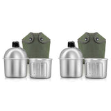 2X Outdoor Canteen Cookware Set Canteen Cup Portable Water Bottle with Grab Handle Cup for Outdoor C