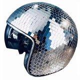 Disco Ball Helmet Glitter Mirrors Glass Punk Costume Hat with Retractable Visor Disco Ball Hat for B