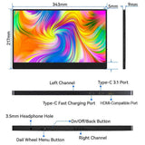 15Inch Portable Monitor FHD1080P IPS Gaming Monitor Built-in Dual Speakers 170?? Wide View External Display for Laptop/PC/Smartphones