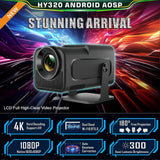 Portable 1080P LCD Projector Smart BT Projector for Phone with Auto Keystone 180?? Adjustable High-Clear Desktop Projector Built-in Android 11
