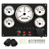 Boat Instrument Panel 4000RPM Tachometer Fuel Level Water Temperature Oil Pressure Meter Voltmeter 5 Dash Gauge Set White Dial