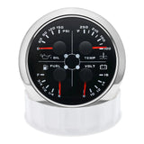 4 In 1 Multifunction Gauge 85MM Fuel Pressure Measurement Oil Pressure Gauge Fuel Level Water Temp Meter Voltmeter with Alarm