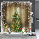 4 Pc/set Christmas Shower Curtain Set Bathroom MatU-shaped CarpetToilet CoverShower Curtain