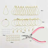 400pcs Earring Making Kit Beading Hoop Earring Component Accessories Hooks Jump Rings Loop and Earring Backs for Jewelry Making