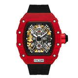 PINTIME Mechanical Man Watches Classic RM Luxury Design Automatic Visable Wristwatch 12 Color Causal Men Watch Rubber Strap Belt