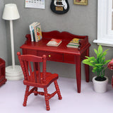1/12 Dollhouse Miniature Wooden Desk Chair Set Dolls House Room Furniture Decor Accessories