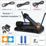 Dual Microphone Karaoke UHF 2 Channel Wireless Micro Phone System for Party Church Home Professional Handheld Mic