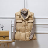 Women's stand-up collar down cotton vest