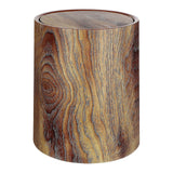 Imitation Wood Grain Trash Can Swing Lid Wastebasket Home Office Round Wastebasket