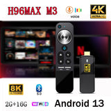 H96 Max M3 Stick Android 13.0 WiFi6 HD 8K 4K RK3528 Quad Core ARM Cortex-A53 BT 5.0 2GB 16GB Media Player TV Box