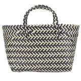 1Pc Handknitted Bag Plastic Bags Fashionable Striped Bag Large Capacity Bag