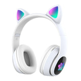 Cute Cat Ear Headphone Bluetooth 5.0 Wireless Heaset RGB Bass Noise Cancelling Earphones for Adults Kids Support TF Card