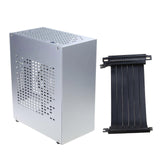 (Silver) Aluminum Chassis for Mini ITX Motherboards USB3.0 Supports RTX2070 Graphics Card 1U Power Supply PCIE3.0 Cable  Silver