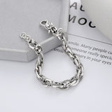 Sterling Silver Vintage Personality Stitching Twist Dragon Head Buckle Woven Bracelet