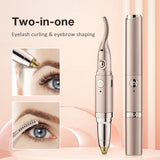 Electric Curler with Eyebrow Trimmer 2 in 1 Lash Perm Shaping and Lasting Curg Eyelash Clip Eye Brow Shaper Tools
