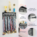 Never Give Up Hanger with Shelf - Easy Install Carbon Steel Trophy and Medal Display Shelf,B
