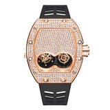 PINTIME Men's Watch Fashion Diamond Iced Out Case Silicone Strap Luxury Quartz Wristwatches Montre Relogios Masculino Hot Sale