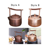1.2 Liter Solid Copper Tea Pot Kettle - 5.5x7.4inch Traditional For Gas & Electric