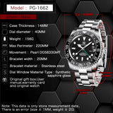 2023 Brand-New PAGRNE DESIGN Men Mechanical Watches Stainless Steel Sapphire Glass 100m Waterproof Business Style Motion Watches