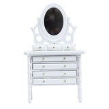 1:12 Dollhouse Miniature Wooden Makeup Dressing Table With Mirror Drawer Bedroom Pretend Furniture