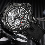 ONOLA Fashion Classic Unique Design Imitated Mechanical Sports Men's Watch Waterproof Japan Movement Quartz Black Military