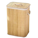 Foldable Clothes Storage Basket Household Laundry Dirty Clothes Storage Bucket Bamboo Basket (Khaki)