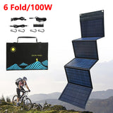 100W Foldable Solar Panel with Portable Folding Bag - USB+DC Output Solar Charger for Outdoor Supply. Power Generator for Mobile Phone