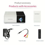 Mini portable projector, you can update your movies, enjoy high-definition TV gaming experiences compatible with Android/iOS/Windows/HDMI/USB, and more.