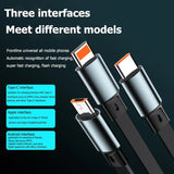 3 In 1 Retractable 100W Cable Fast Charging And Data Micro Usb Type C For Iphone Android Phone Xiaomi Huawei OPPO