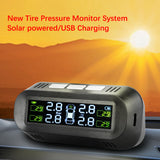 Car TPMS Solar/USB Powered Digital LCD Display Auto Security Alarm Tire Pressure Monitoring System Tyre Tester Accessories