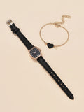 Square Plate Leather Belt Artistic Retro Women's Watch
