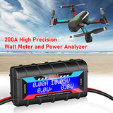 2 Piece 200A Power Analyzer Watt Meter With LCD Backlight Battery Consumption Performance Monitor Black For RC, Battery, Solar