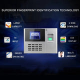 Biometric Fingerprint Password hine Employee Checking-in Recorder 2.8" LCD Screen Time Attendance Clock US Plug