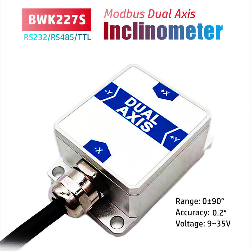 BWK227S Dual Axis Tilt Sensor Incometer Modbus Output Serial RS232 RS485 TTL Interface Digital Biaxial Dip Angle Level Meter