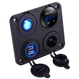 DIY Dual USB Charger 4.2A Voltmeter Cigarette Lighter ON-OFF Switch Four Functions Panel for Car Boat Marine RV Truck Camper