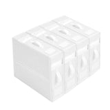 (White) Foldable Sturdy Linen Storage Box for Bed Sheets Quilt and Clothing Home Organization with Double Window 4pcs Set  White