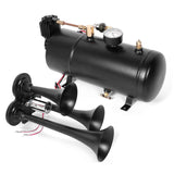12V Air Horn Kit 3 Trumpets with 150psi Air Compressor 1G Air Tank Accessory for Truck Car Train