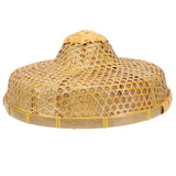 1pc Oriental Style Bamboo Weaving Sun Hat Farmer Fishing Hat Rain-proof Hat