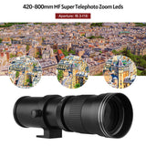Camera MF Super Telephoto Zoom Lens F/8.3-16 420-800mm T2 Mount w/ Adapter Ring for Nikon AI-mount D50 D90 D5100 D7000