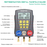 Vacuum Pressure Refrigeration HVAC Temperature Tester Digital Manifold Gauge Meter