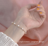 Women's natural freshwater pearl double bracel