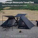 Motorcycle Camping Tunnel Tent 2 Room Tents for Camping Waterproof and UV Protection Made from 150D
