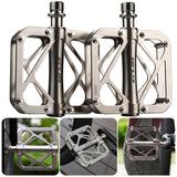 Titanium Alloy Bicycle Pedals - 3 Sealed Bearings, Mountain & Road, Flat, Ultralight Wide Platform, Accessories