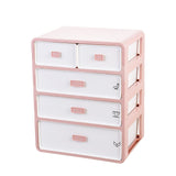 Underwear Storage Cabinet 4 Layer Drawer Design Thickened Bras Panties Organizer with Classification Pattern for Socks Pink