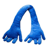 Blue Hand Shape Plush Pillows Long Strip Palm Cushion for Home Travel and Camping Sofa Pillows