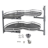 Blind Corner Cabinet Tray 2 Tier Height Adjustable Strong Load Bearing Cabinet Swing Pull Out Organizer Left Open