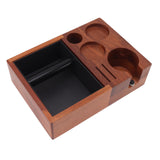 5 in 1 Coffee Tamping Station Wooden Coffee Portafilter Holder Tamping Station Organizer with Removable Knock Box