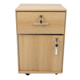 Mobile File Cabinet Multiple Drawers Sturdy Under Desk Rolling File Cabinet with Locks Wheels for Home Office Oak Color